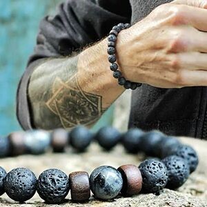 Stretch Volcanic Stone Black Bracelet
